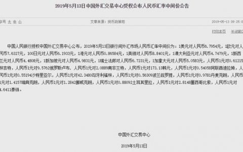 人民币中间价汇率6.7954