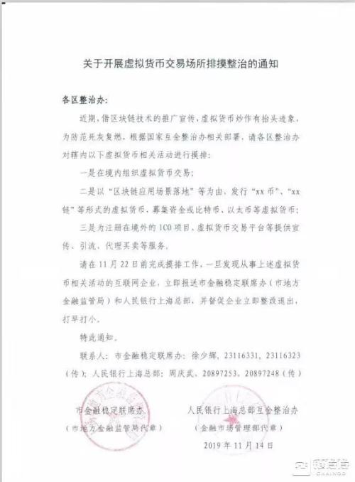上海摸排整治虚拟货币交易场所 最严监管开启倒计时