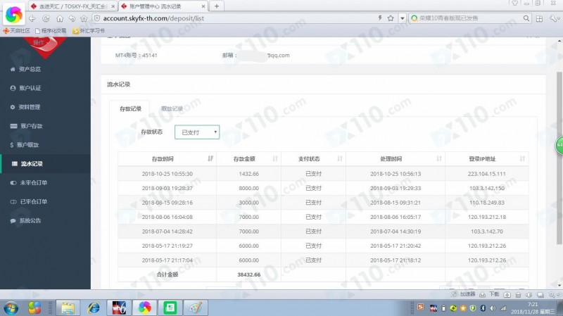 在天汇金融平台交易亏损20万，现在账户已经无法登陆