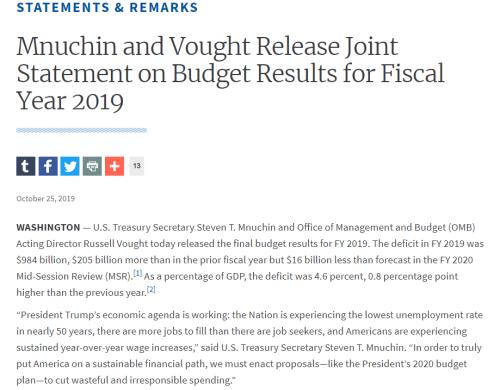赤字飙升26%！特朗普效应后遗症 美国联邦预算缺口逼近1万亿 创新高
