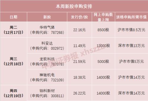 本周5只新股申购！打中这只新股 年终奖或许就有了