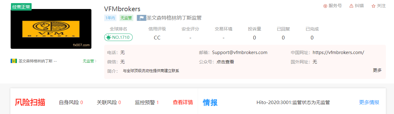 VFMbrokers外汇平台是由哪个机构监管的？
