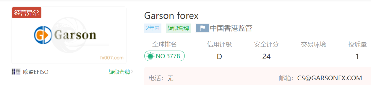 Garson forex外汇平台怎么样